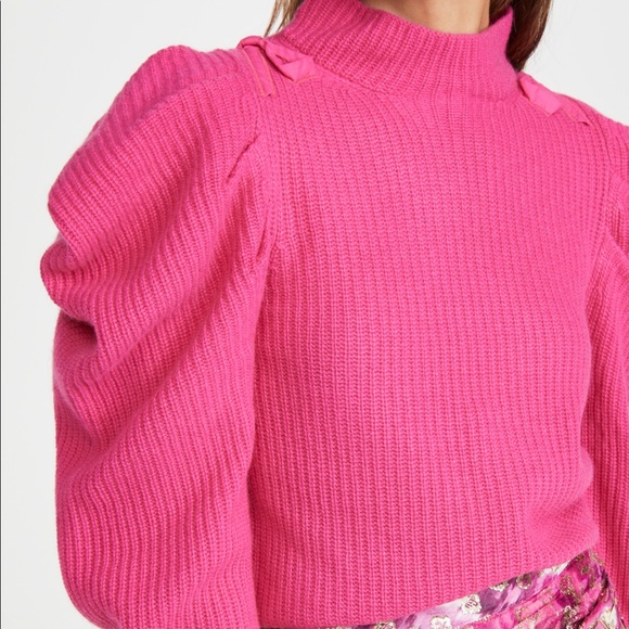 LoveShackFancy Hot Pink Potter Cashmere Sweater - Picture 3 of 4